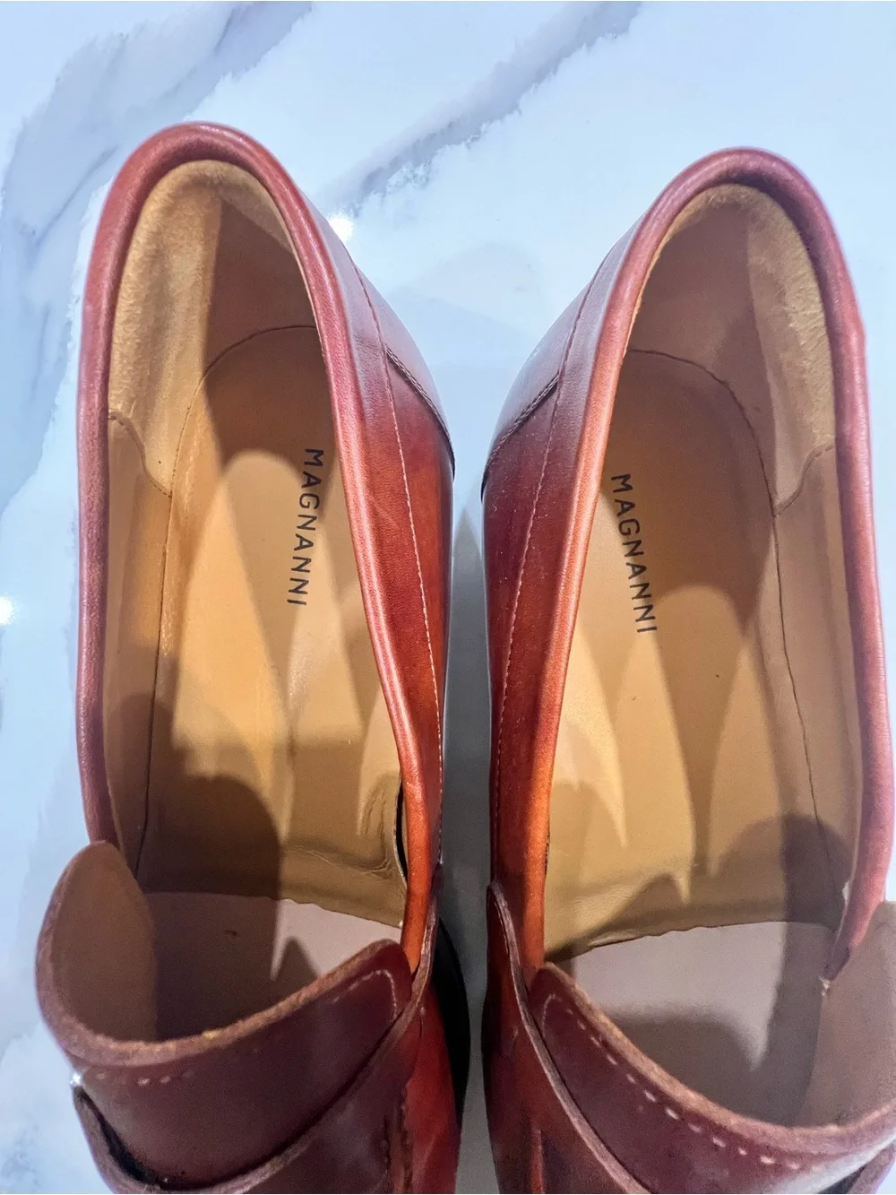 Magnanni Lino Burnished Apron Toe Buckle Loafers Size 8.5